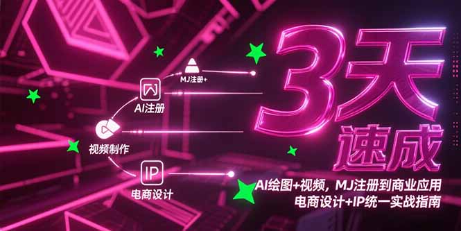 3天速成AI绘图+视频，MJ注册到商业应用，电商设计+IP统一实战指南-翻身站
