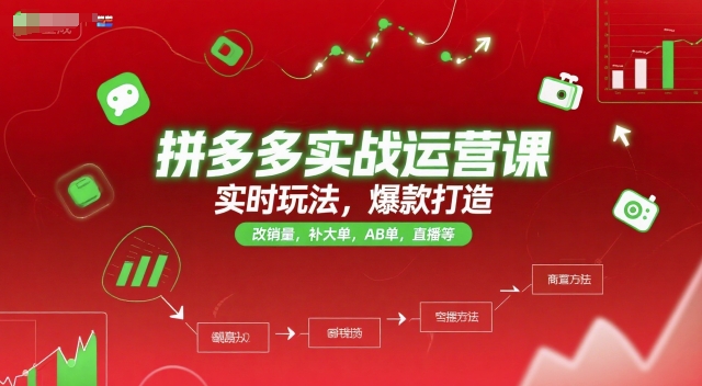 拼多多实战运营课，实时玩法，爆款打造，改销量，补大单，AB单，直播等(更新2025月)-翻身站