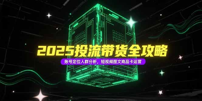 2025投流带货全攻略，账号定位人群分析，短视频图文商品卡运营-翻身站