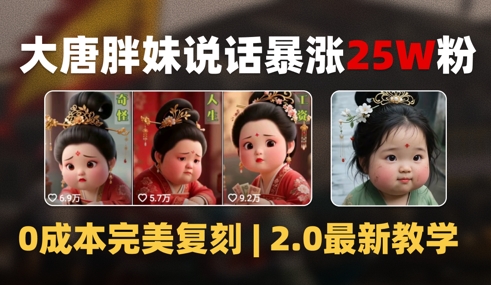 AI大唐胖贵妃说话2.0，40条视频暴涨40w粉，附独家变现攻略-翻身站