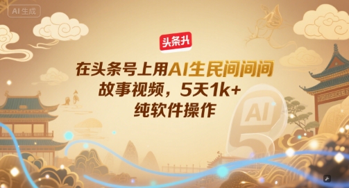 在头条号上用AI生民间故事视频，5天1k+，纯软件操作-翻身站