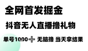 全网首发掘金抖音无人直播撸礼物，单号1k +无脑撸，当天拿结果【揭秘】-翻身站