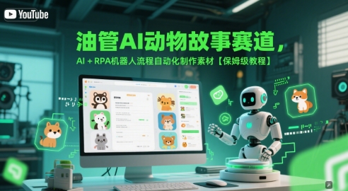 油管AI动物故事赛道，AI+RPA机器人流程自动化制作素材【保姆级教程】-翻身站