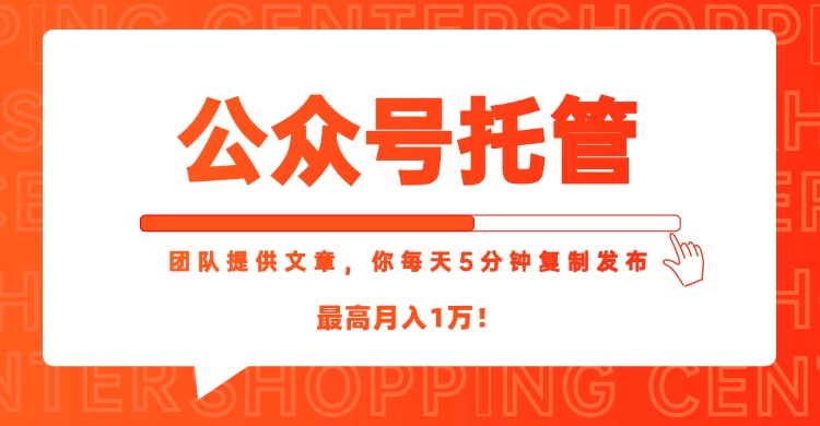 【公众号托管 】我提供文章，你每天５分钟复制发布，最高月入1W-翻身站