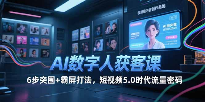 AI数字人获客课，6步突围+霸屏打法，短视频5.0时代流量密码-翻身站