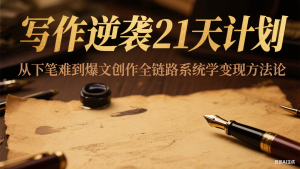 写作逆袭21天计划：从下笔难到爆文创作全链路系统学变现方法论-翻身站