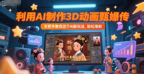 利用AI制作3D动画甄嬛传，流量爆了，手把手教你这个AI新玩法，轻松涨粉-翻身站
