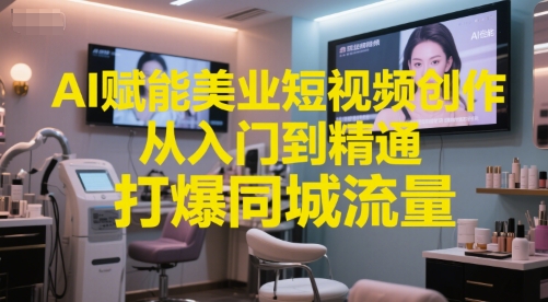 AI赋能美业短视频创作，从入门到精通，打爆同城流量，超级AI工具短视频实操落地-翻身站