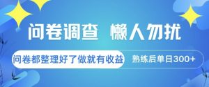 问卷调查，懒人勿扰，问卷都整理好了单价不等，做就有收益，熟练后单日3张【揭秘】-翻身站