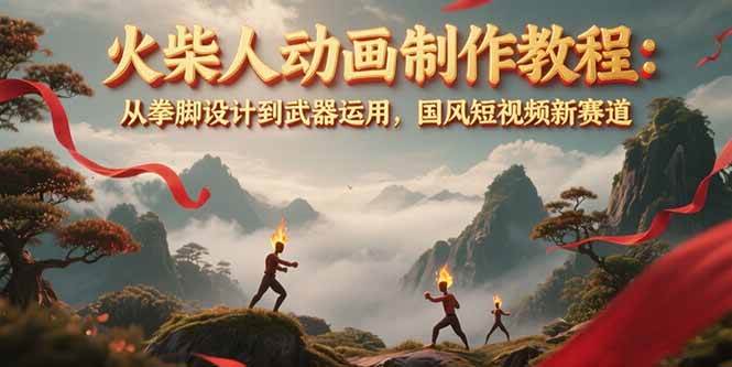 图片[1]-火柴人动画制作教程：从拳脚设计到武器运用，国风短视频新赛道-翻身站