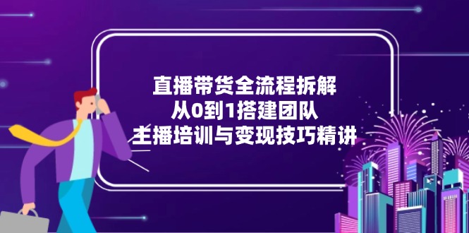 直播带货全流程拆解：从0到1搭建团队，主播培训与变现技巧精讲-翻身站