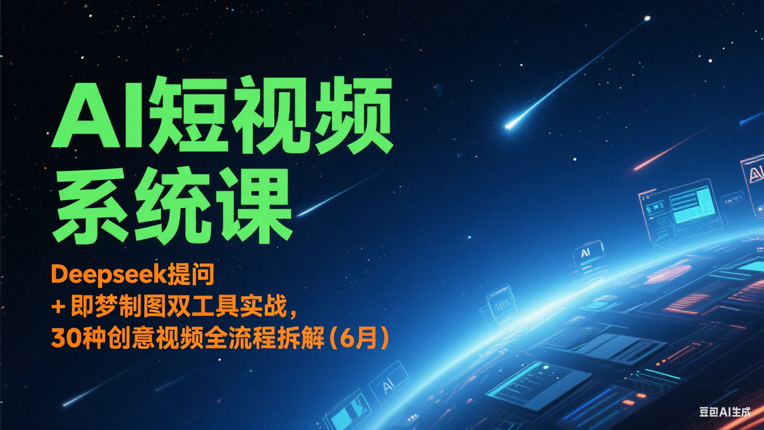 AI短视频系统课：Deepseek提问 + 即梦制图双工具实战，30种创意视频全流程拆解(6月)-翻身站