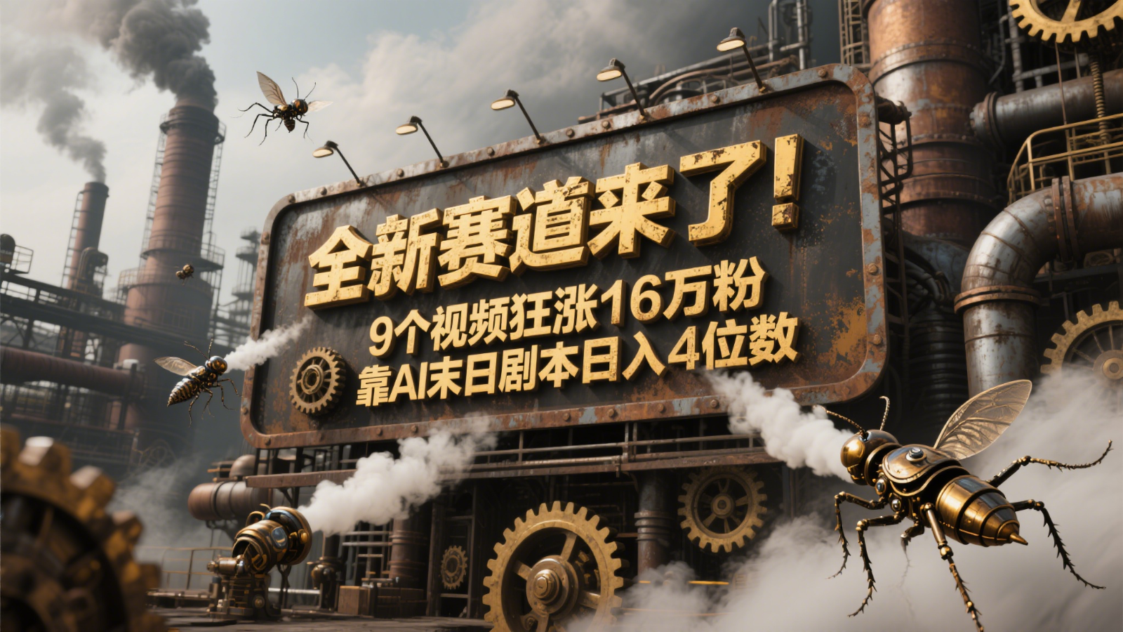 全新赛道来了！9个视频狂涨16万粉，靠AI末日剧本日入4位数，评论区爆肝追更！-翻身站