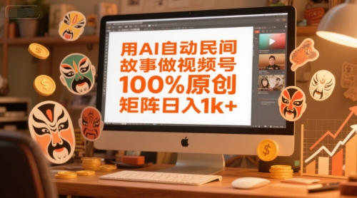 用AI自动民间故事做视频号，100%原创，矩阵日入1k+-翻身站