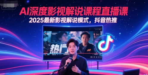AI深度影视解说课程直播课，2025最新影视解说模式，抖音热推-翻身站