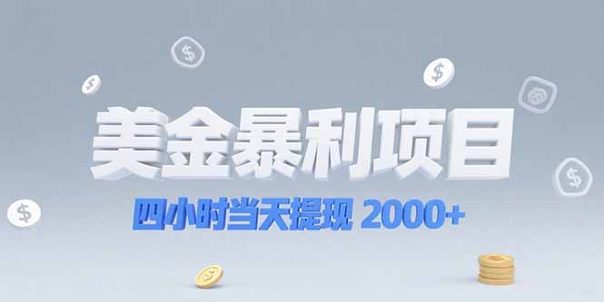美金暴利项目，四小时当天提现 2000+机会留给会选赛道的人-翻身站