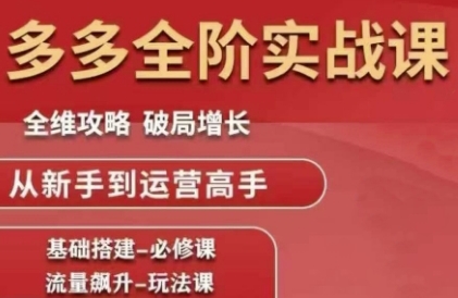 拼多多全阶实战课程，全维攻略，破局增长，从新手到运营高手-翻身站
