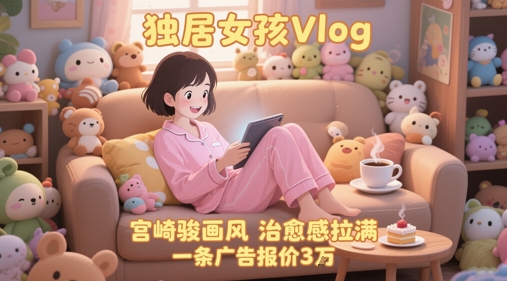 单个账号涨粉71W！用AI制作独居女孩Vlog，宫崎骏画风，治愈感拉满，一条广告报价3W-翻身站