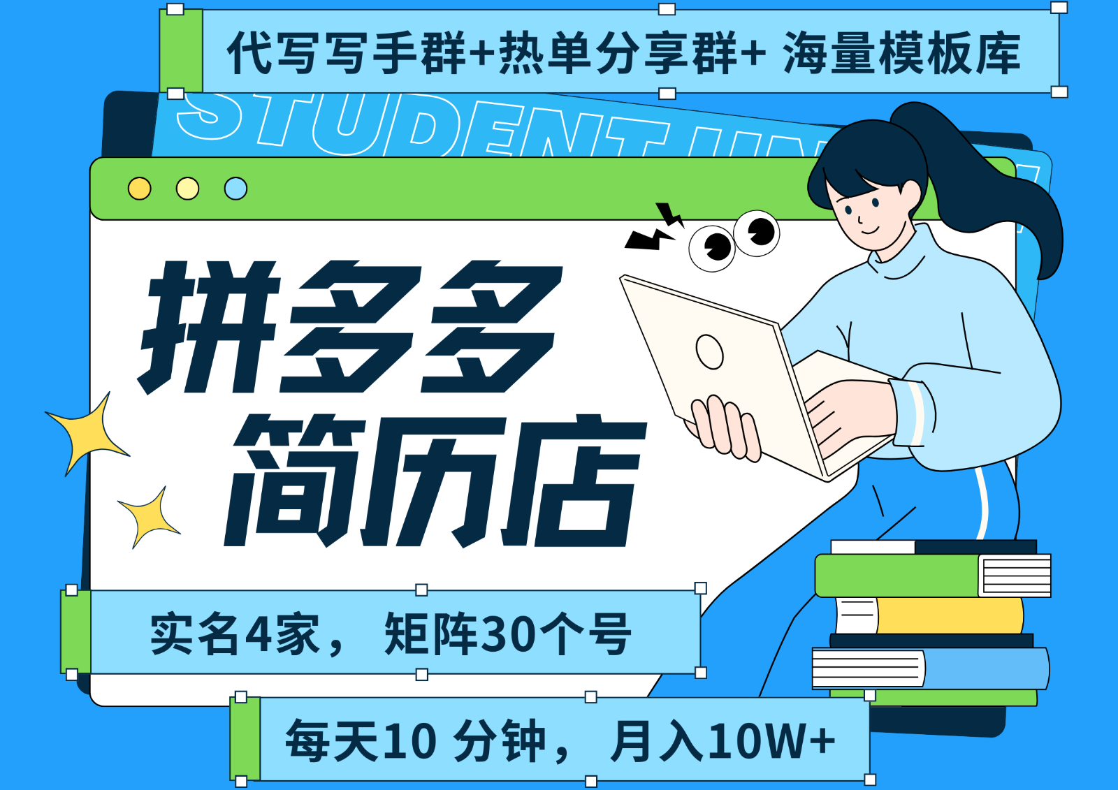 拼多多电商 拼多多 虚拟资料 简历 海报代写 全SOP流程 毫无保留分享(含后端资料)-翻身站