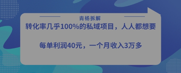 转化率最高的私域项目，每单利润40-50米，月入过1w-翻身站