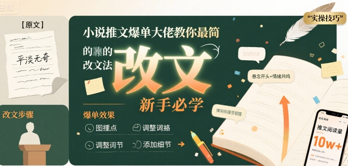 小说推文爆单大佬教你最简单的改文方法实操课，新手必学-翻身站