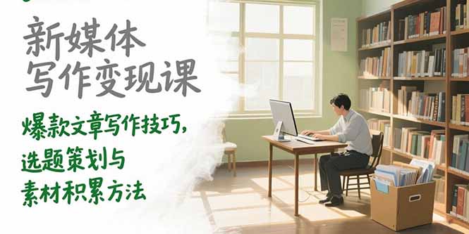 新媒体写作变现课，爆款文章写作技巧，选题策划与素材积累方法-翻身站