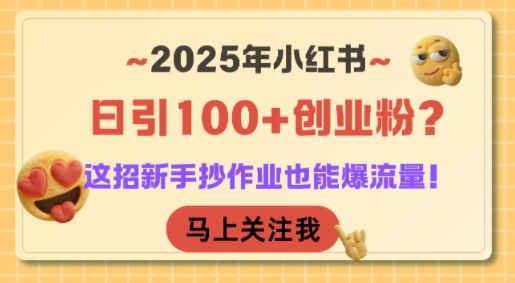 2025年小红书日引100+创业粉？这招新手抄作业也能爆流量！-翻身站
