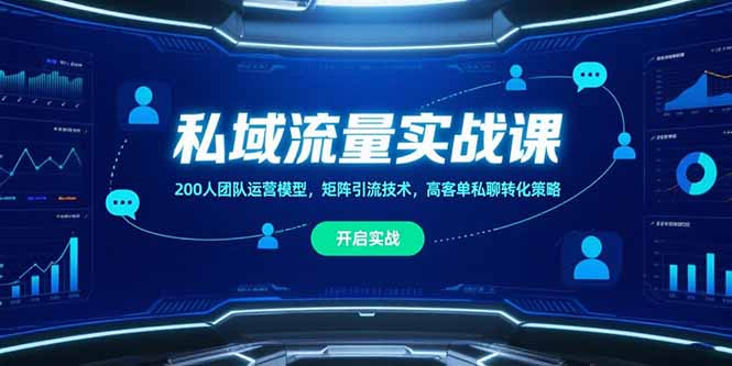 私域流量实战课，200人团队运营模型，矩阵引流技术，高客单私聊转化策略-翻身站