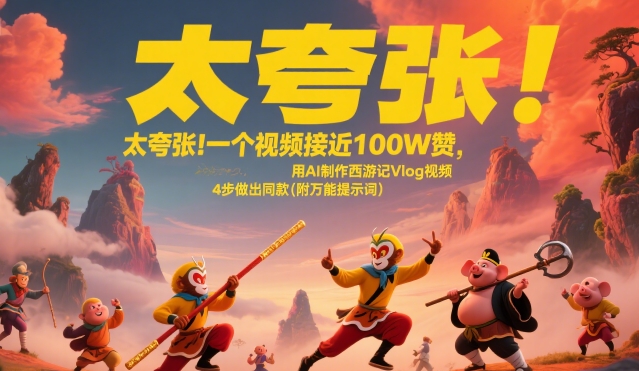 太夸张！一个视频接近100W赞，用AI制作西游记Vlog视频，全流程拆解来了(附万能提示词)-翻身站
