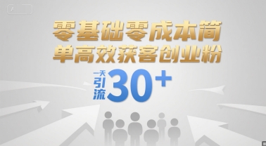 零基础零成本简单高效获客创业粉，一天引流30+-翻身站