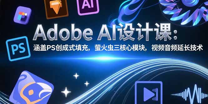 Adobe AI设计课：涵盖PS创成式填充，萤火虫三核心模块，视频音频延长技术-翻身站