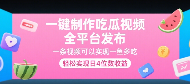 一键制作吃瓜视频，全平台发布，一条视频可以实现一鱼多吃，轻松实现日4位数收益【揭秘】-翻身站