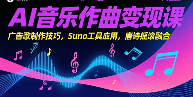 AI音乐作曲变现课，广告歌制作技巧，Suno工具应用，唐诗摇滚融合-翻身站