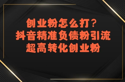 创业粉怎么打？抖音精准负债粉引流，超高转化创业粉-翻身站