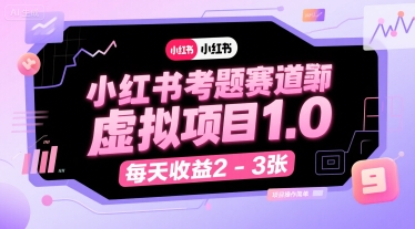 小红书考题赛道虚拟项目1.0，项目操作简单，每天收益2-3张-翻身站
