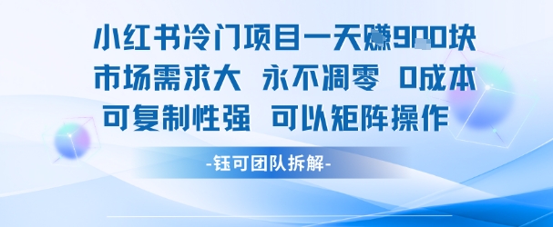 小红书冷门项目一天收益9张，市场需求大，0成本，可复制性强可以矩阵操作-翻身站