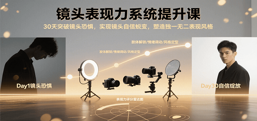 镜头表现力系统提升课，30天突破镜头恐惧实现自信蜕变，塑造独一无二表现风格-翻身站