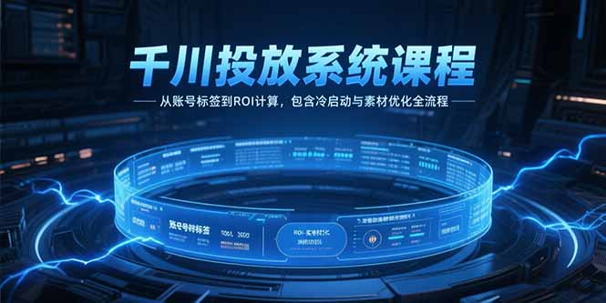 千川投放系统课程，从账号标签到ROI计算，包含冷启动与素材优化全流程-翻身站