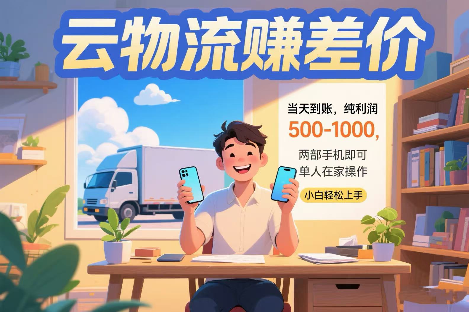 云物流赚差价 当天到账纯利润500-1000 两部手机即可 可单人在家操作 小…-翻身站