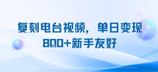 复刻电台视频，单日变现8张+新手友好，长期可做-翻身站