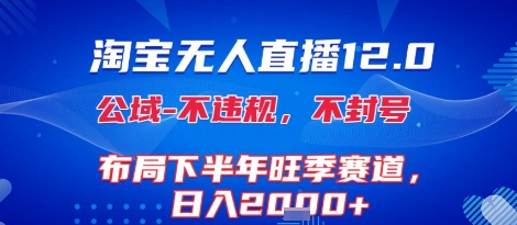 淘宝无人直播12.0，不封号，不违规，布局下半年旺季赛道，日入1k+(独家技术)【揭秘】-翻身站