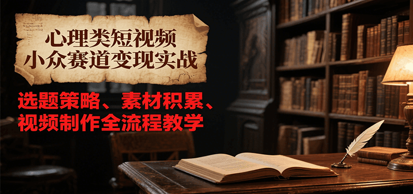 心理类短视频小众赛道变现实战，选题策略、素材积累、视频制作全流程教学-翻身站