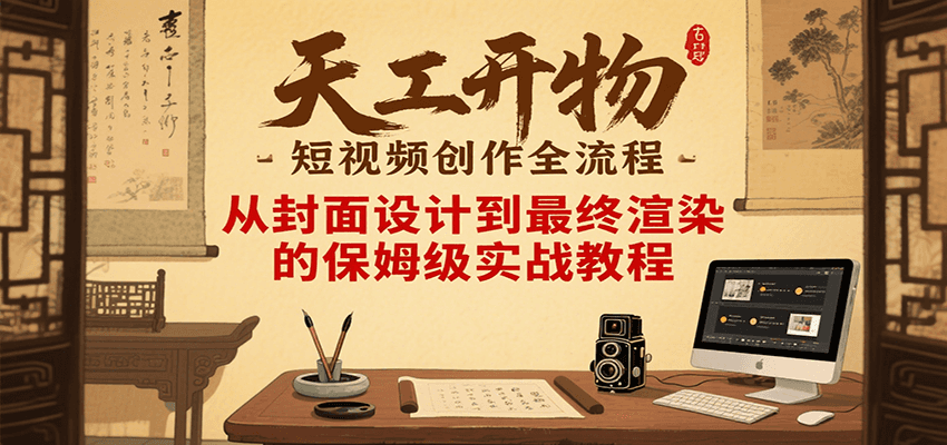 天工开物短视频创作全流程，从封面设计到最终渲染的保姆级实战教程-翻身站