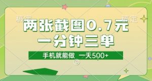 两张截图0.7元，一分钟三单，接单无上限，一部手机就能做，一天5张【揭秘】-翻身站
