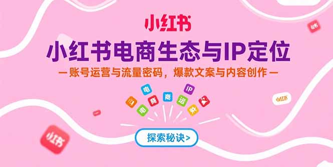 小红书电商生态与IP定位，账号运营与流量密码，爆款文案与内容创作-翻身站