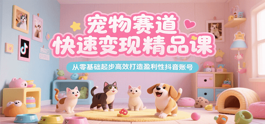 宠物赛道快速变现精品课，从零基础起步高效打造盈利性抖音账号-翻身站