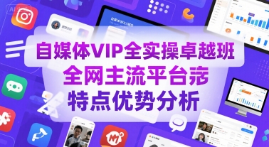 自媒体VIP全实操卓越班，全网主流平台特点优势分析-翻身站