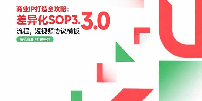 商业IP打造全攻略：差异化SOP3.0流程，短视频协议模板，婚恋项目实战案例-翻身站