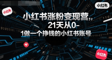 小红书涨粉变现营，21天从0-1做一个挣钱的小红书账号-翻身站