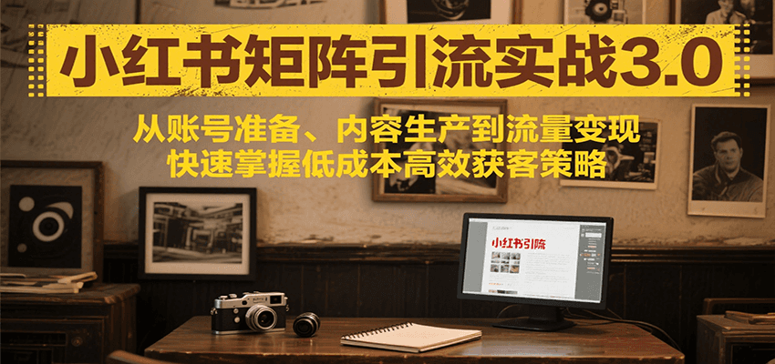 小红书矩阵引流3.0，从账号准备、内容生产到流量变现，快速掌握低成本高效获客策略-翻身站
